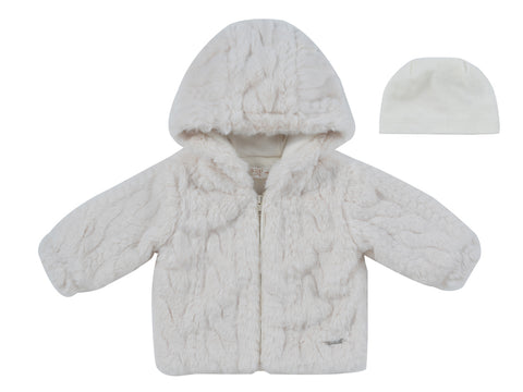 Kipp Baby Atelier Cable Fur Jacket & Hat (3M-12M) - White
