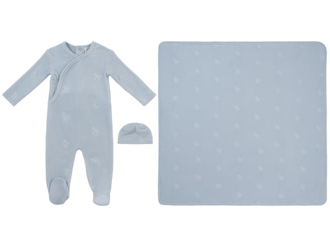 Kipp Baby Whinny Wrap Footie, Hat & Blanket Set - Blue