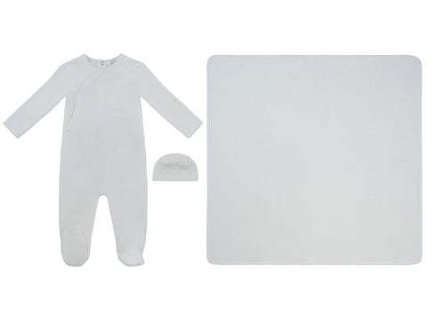 Kipp Baby Whinny Wrap Footie, Hat & Blanket Set - White