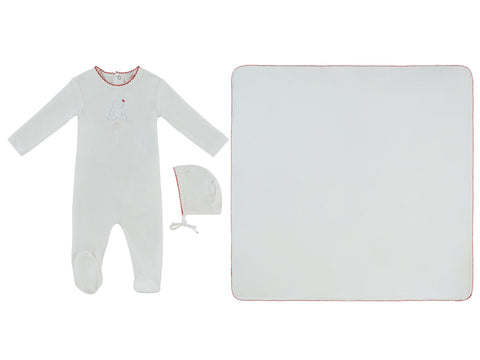 Kipp Baby Fur Ever Yours Footie, Hat & Blanket Set - Red