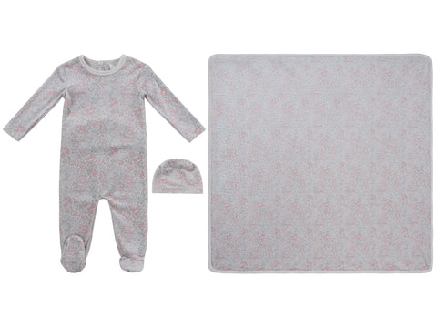 Kipp Baby Petite Petal Footie, Hat & Blanket Set - Pink