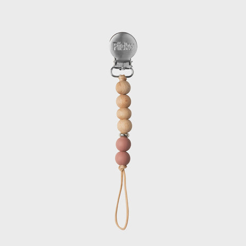 Picky Wood & Silicone Straight Paci Clip - Soft Mauve