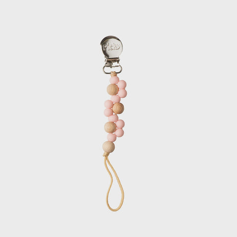 Picky Wood & Silicone Braided Paci Clip - Rosy Pink