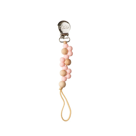 Picky Wood & Silicone Braided Paci Clip - Rosy Pink