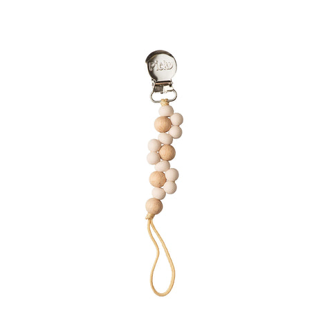 Picky Wood & Silicone Braided Paci Clip - Beige