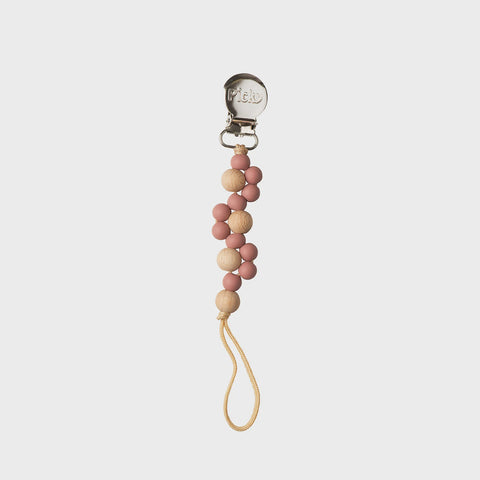 Picky Wood & Silicone Braided Paci Clip - Soft Mauve