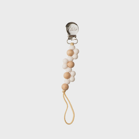 Picky Wood & Silicone Braided Paci Clip - Off White