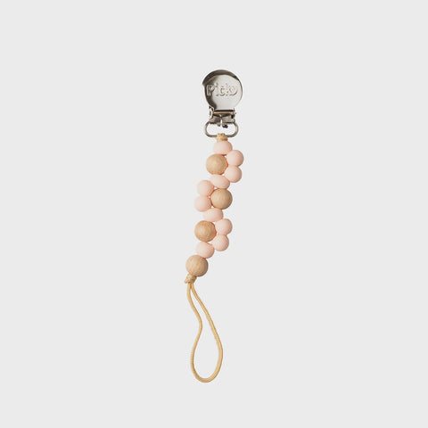 Picky Wood & Silicone Braided Paci Clip - Peachy Pink