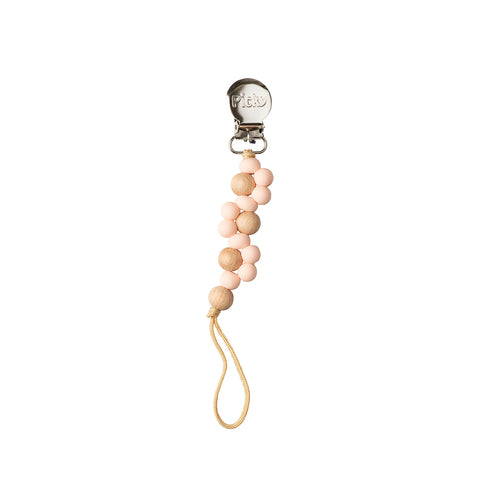 Picky Wood & Silicone Braided Paci Clip - Peachy Pink