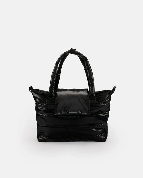 7AM Capri Diaper Crossbody Tote - Black Liquid Shine