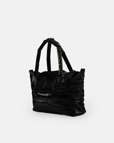 7AM Capri Diaper Crossbody Tote - Black Liquid Shine