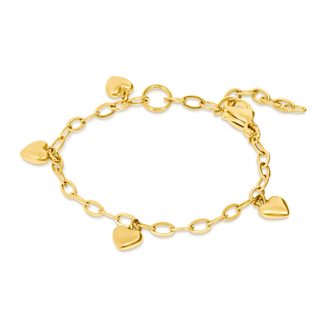 Vincor Gold Puff  Heart Hanging Bracelet