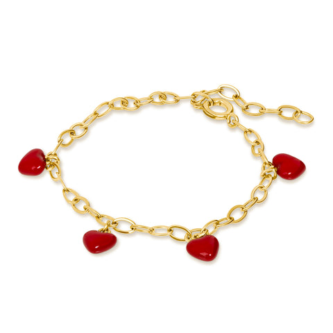Vincor Red Puff Heart Hanging Bracelet