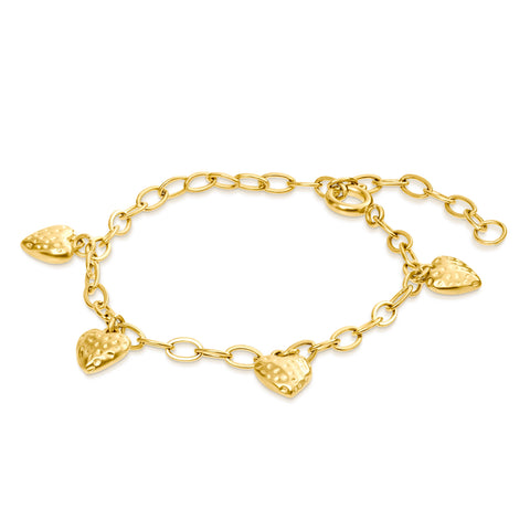 Vincor Gold Hammered Heart Hanging Bracelet