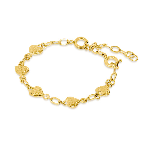 Vincor Gold Hammered Hearts On Chain Bracelet