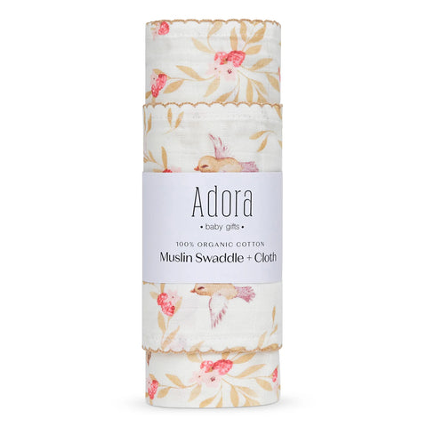 Adora Swaddle + Cloth - Girls Vine
