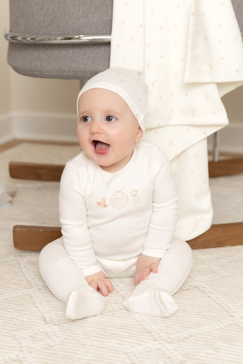Bee and Dee Watercolor Bib Footie+Beanie KWB - White boys