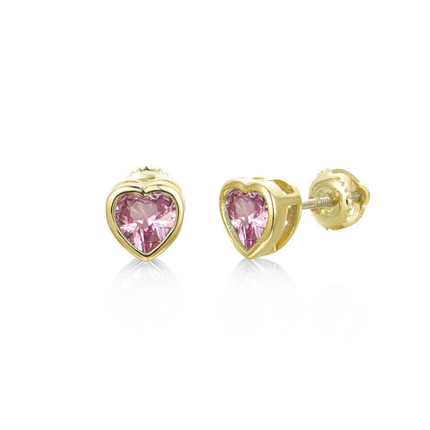 My Little Jewel 5mm Heart Screwback Earring emlj-hr5 - Light Pink
