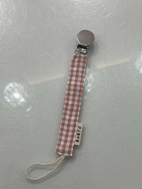 Baby O Gingham Paci Clip - Pink