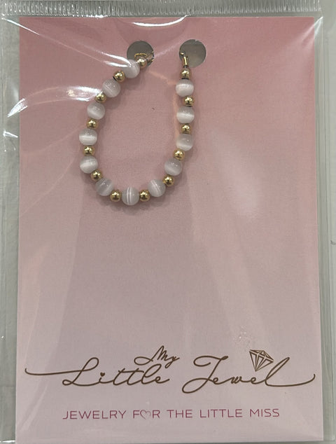 My Little Jewel Bracelet White Cateye & Gold Beaded bmljstk-gf4