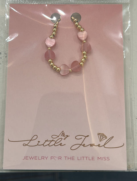 My Little Jewel Bracelet Gold Filled Beads & Cat Eye Bow Style Beaded gfhb1-pk