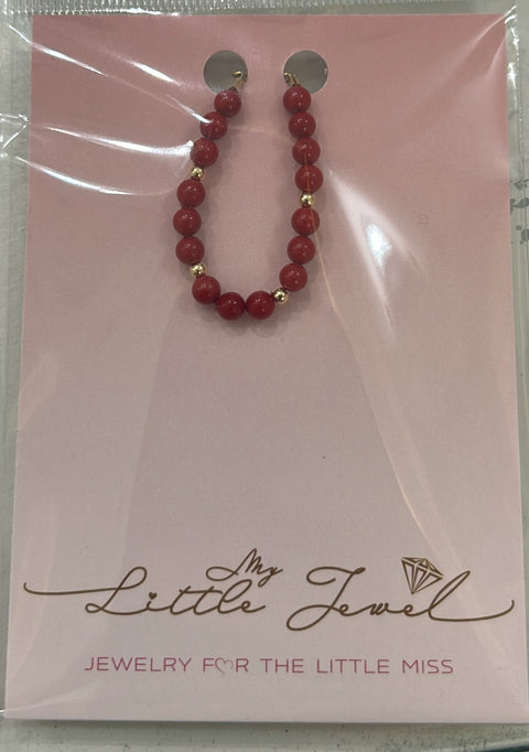 My Little Jewel Bracelet Coral & Gold Beaded GF4