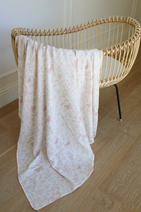 Little Threads Muslin Blanket - Rose Toile