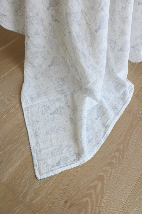 Little Threads Muslin Blanket - Sky Blue Toile