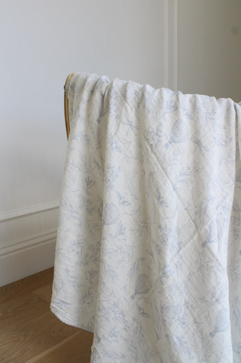 Little Threads Muslin Blanket - Sky Blue Toile