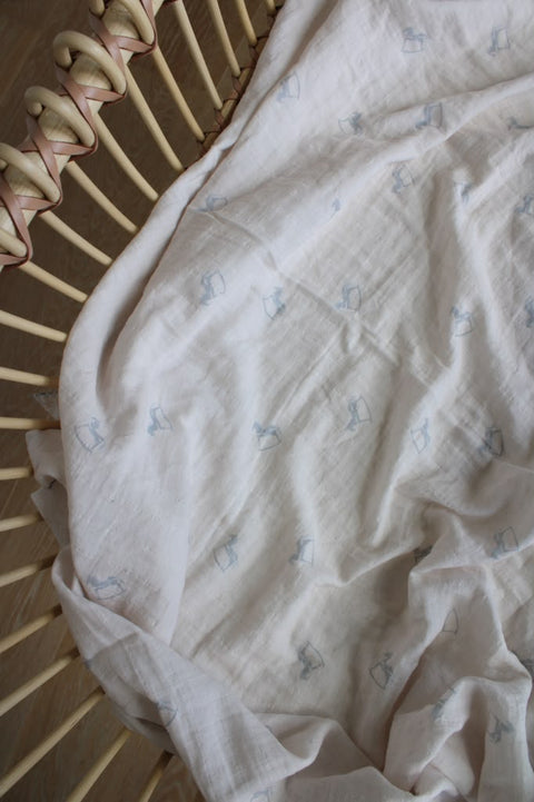 Little Threads Muslin Blanket - Little Blue Rocker