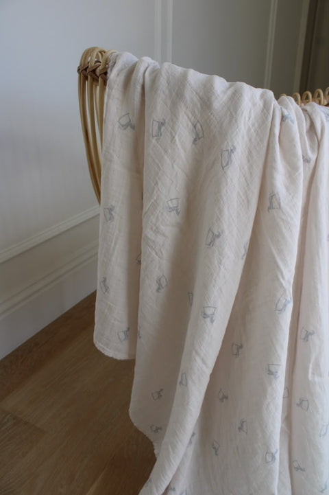 Little Threads Muslin Blanket - Little Blue Rocker