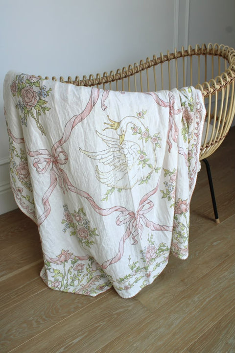 Little Threads Muslin Blanket - Swan Garden