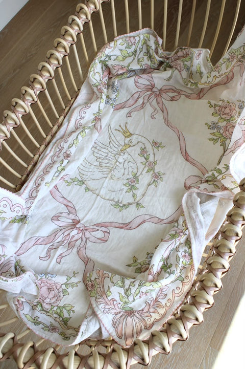 Little Threads Muslin Blanket - Swan Garden