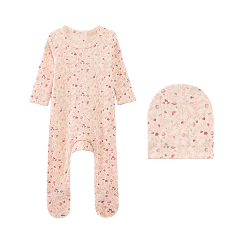 Adee Garden Sprinkles Footie + Hat - Pink