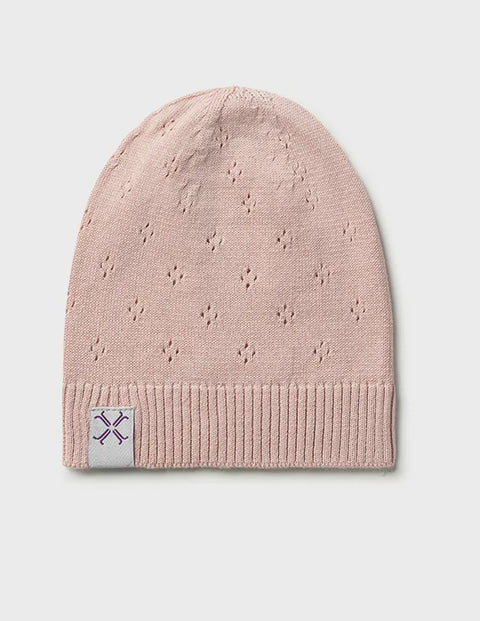 Jacqueline & Jac Pointelle Knit Beanie - Blush