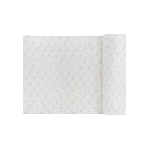 Rosebud & Diamond Muslin Swaddle - Ivory Pink