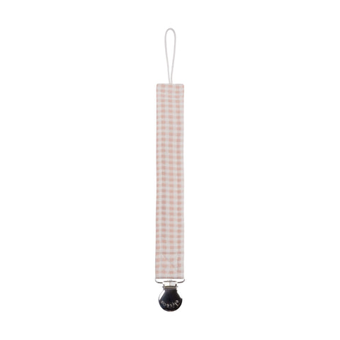 Gingham Teddy Paci Clip - Pink