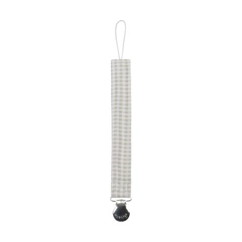Gingham Teddy Paci Clip - Tan