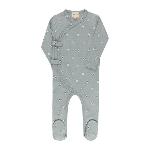 Floral Dot Footie - Blue