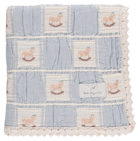 Bebe Organic Rocking Horse Blanket - Blue