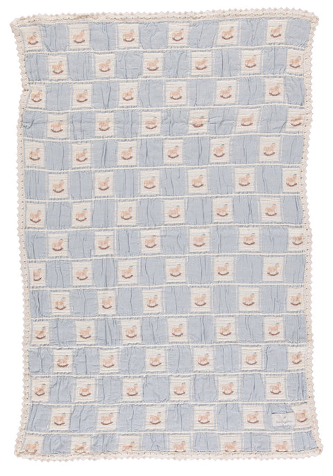 Bebe Organic Rocking Horse Blanket - Blue