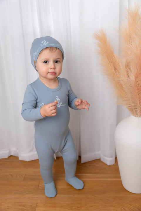 Adee Anchor Footie+Hat 1046 - Blue