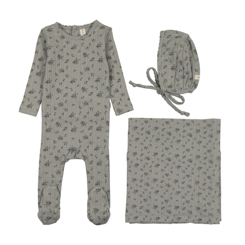 Lilette Garden Cluster Print Layette Set - Light Blue