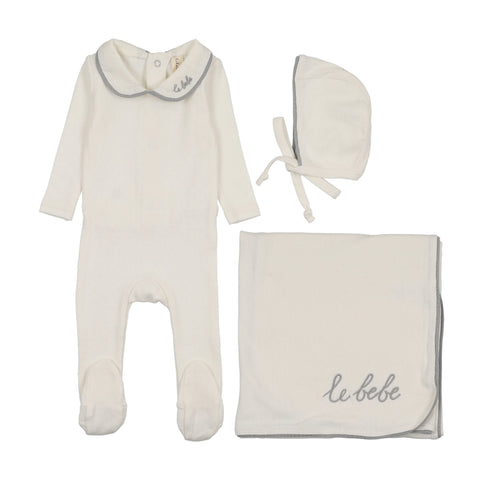 Lilette Le Bebe Pointelle Layette Set - Cream Blue