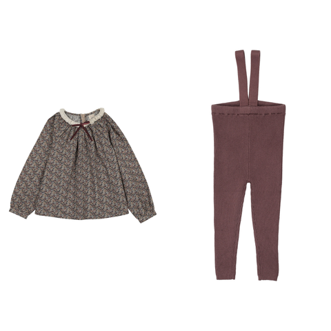 Analogie Home Garden Lace Trim Blouse & Knit Suspender Legging Set/Avail Sizes 12m-3/AF26T726,KSLG
