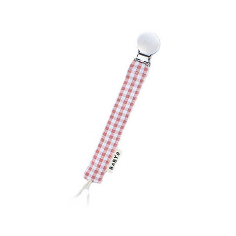 Baby O Gingham Paci Clip - Pink
