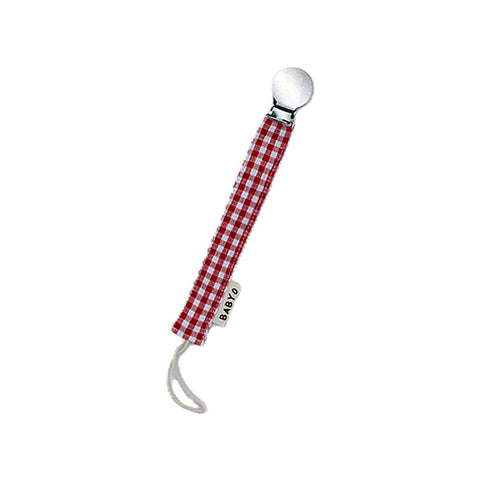 Baby O Gingham Paci Clip - Red
