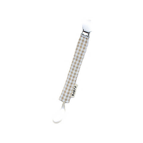 Baby O Gingham Paci Clip - Tan