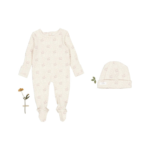 Lovely Littles Printed Footie + Hat - Heirloom Pony