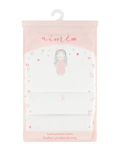 Aime 3 pack Print Undershirts - Girls Original Heart